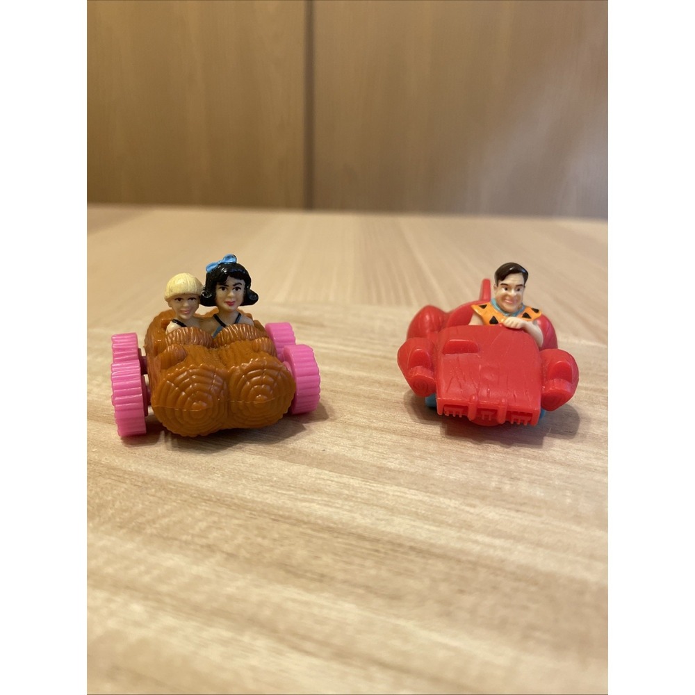 Vintage 1993 McDonald's Happy Meal Flintstones Toy Lot Fred Betty Bam Bam Cars